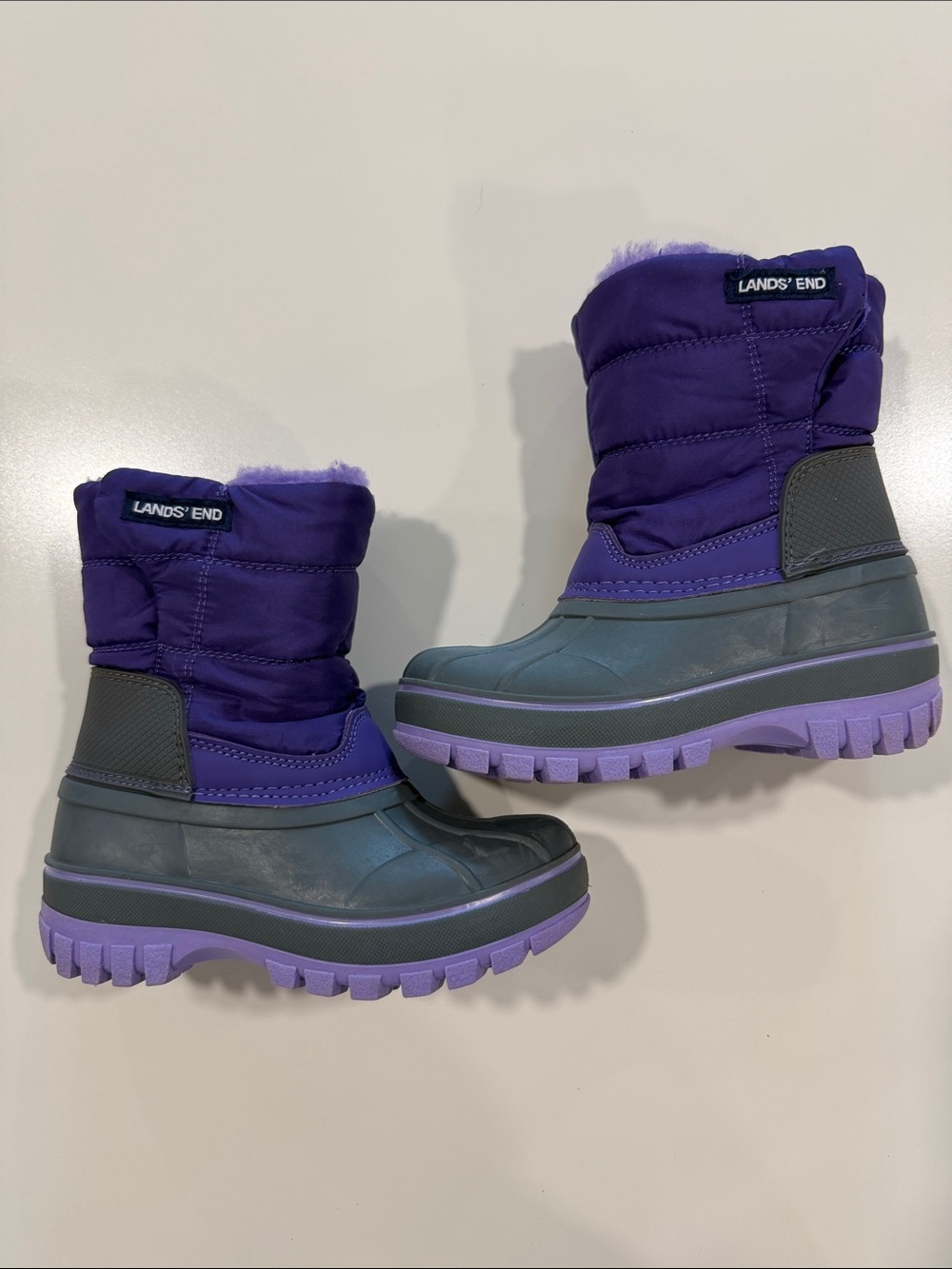 Lands’ End Purple Gray Insulated Waterproof Snow Boots Toddler Girls Size 9